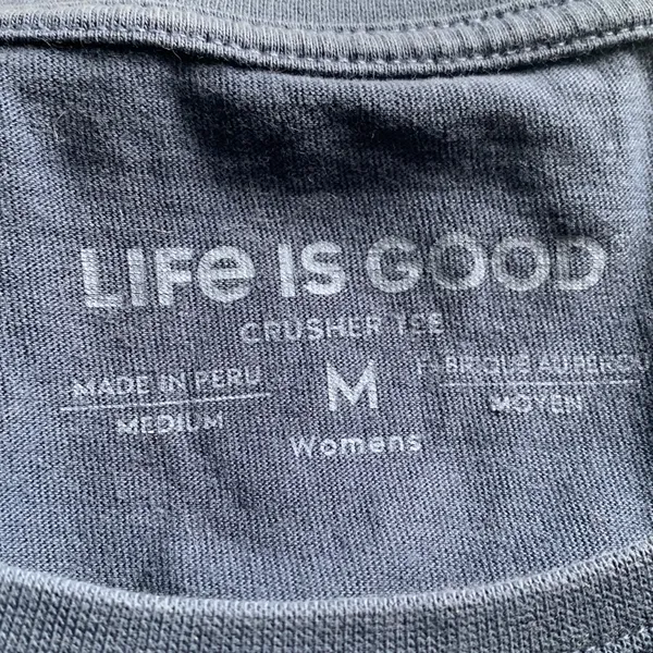 Life is Good Blue Crusher Tee with Embroidered Earth Design - Image 5