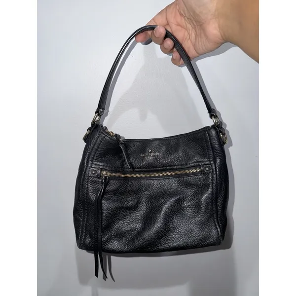 Kate Spade Michaela Chester Street Shoulder Bag Black Pebbled Leather Tassel M - Image 3