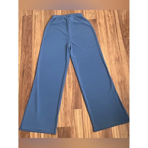 Zara Blue High-Waisted Wide-Leg Pants with Side Slits - Size S - Image 2