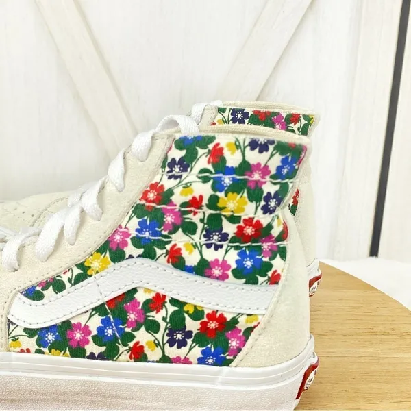 Vans Sk8 Hi Tapered Floral Sneakers White Suede Canvas‎ Multi 3.5 Men 5 Women - Image 7