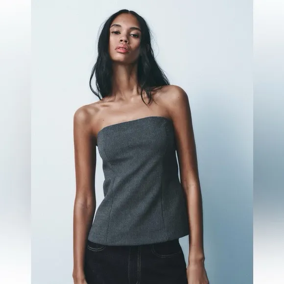 Zara Strapless Corset Top Gray - Image 2