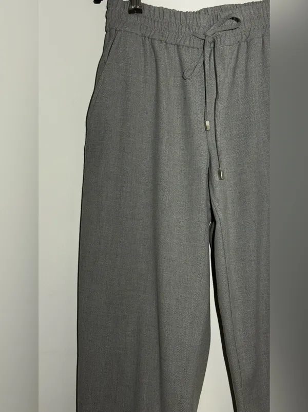 Zara Light Gray Elastic Waist Drawstring Pants - Image 7