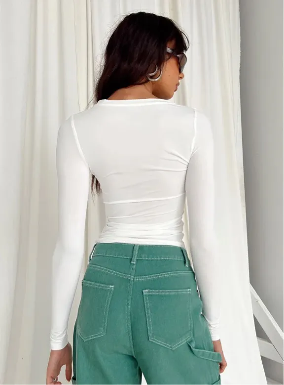 Long Sleeve Top White Size 8 - Image 2