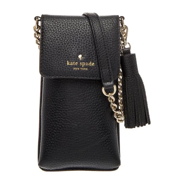 NWT Kate Spade North South Pebbled Leather Phone Crossbody Black Tassel Travel - Image 12