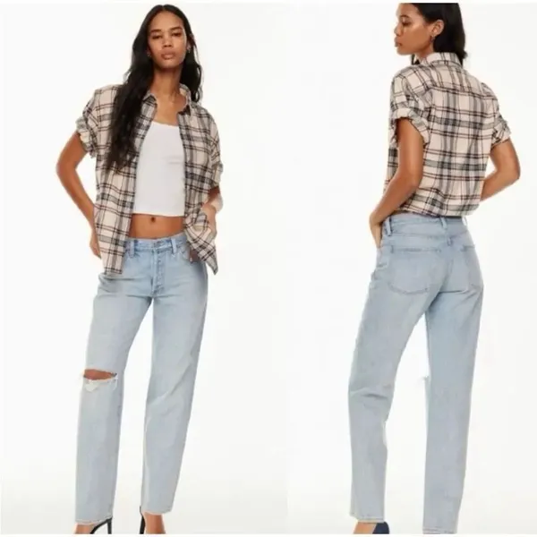 Denim forum Aritzia 90’s Danny hi-rise baggy 100% organic cotton sz 24 #763 - Image 2
