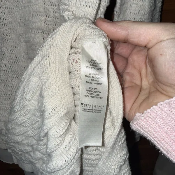 White House Black Market Sweater Knit Hi Low Ivory Coastal Medium - Image 3