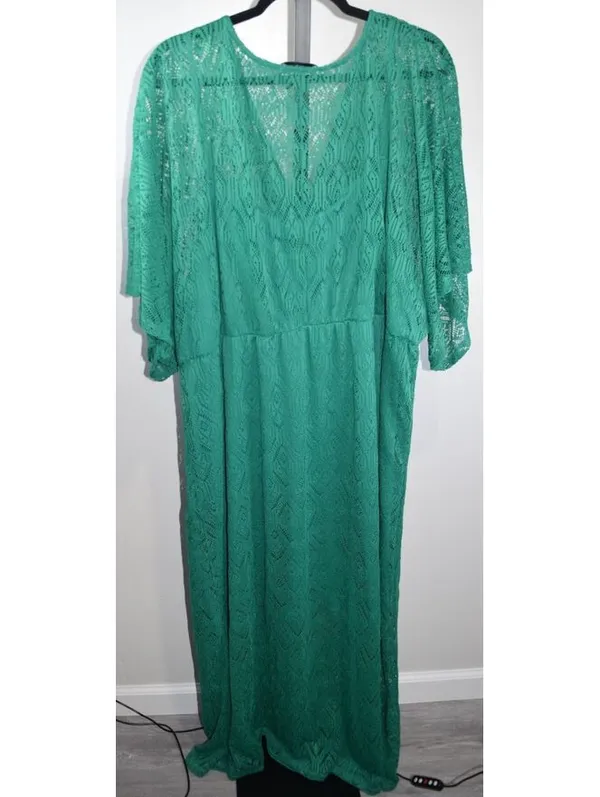 Eloquii Elements Sheer Crochet Lace Maxi Dress, Emerald Green, Plus Size 22/24 - Image 2