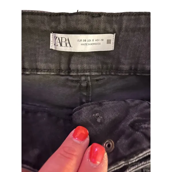 Zara Black Front‎ Pocket Straight Leg Cropped Thick Waistband Jeans Size 6 - Image 4