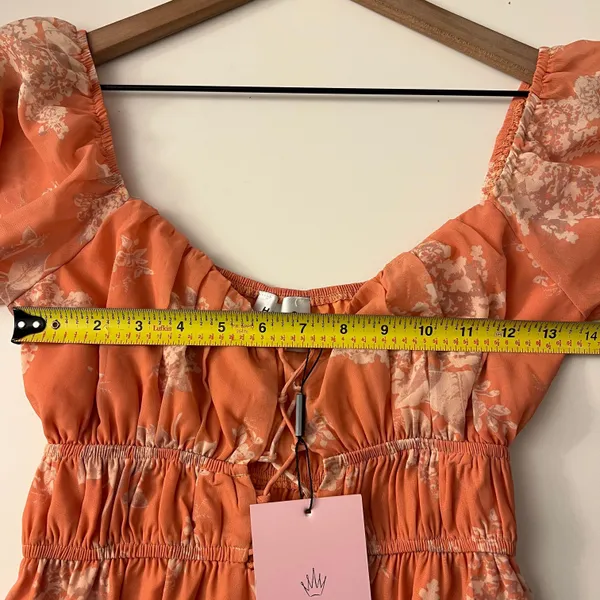 Hidden Kisses dress orange floral print long sleeve babydoll XS 2 - Image 8