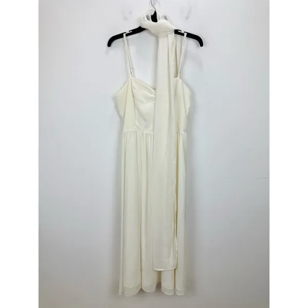 NEW Lulus Irresistibly Darling Ivory Chiffon Midi Dress and Scarf Set Large - Image 5