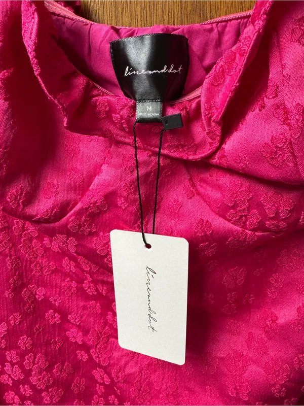 Line & Dot Penelope Off Shoulder Floral Mini Dress Fuschia Pink Medium NEW $127 - Image 7