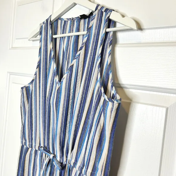 DREW Striped Jumpsuit Medium V Neck Sleeveless Wide Leg‎ Drawstring - Image 2
