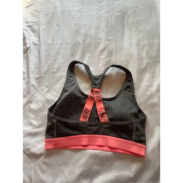 Nike Dri-Fit Grey And Pink Sports Bra Woman’s Size Small - Image 6