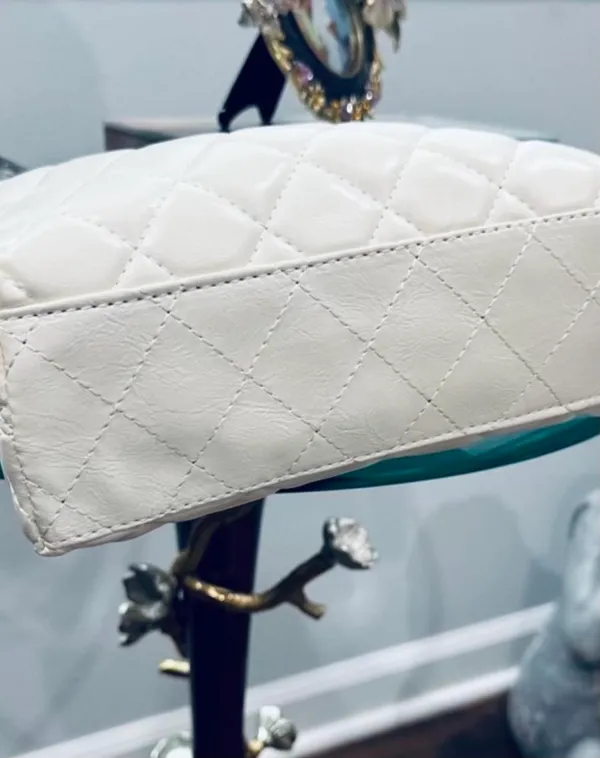 Winter White Quilted Crossbody Faux Leather Bag - Image 4