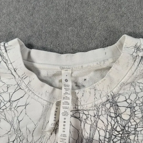 Lululemon Perfectly Oversized Crew Sweatshirt Women's 8 White/Gray Pattern - Image 3