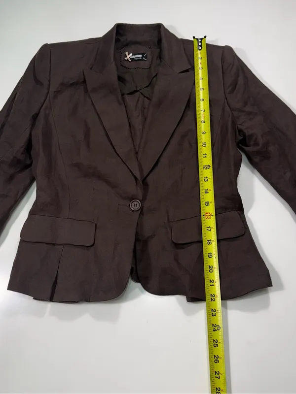 Sinequanone Cotton Blend Women's Brown Single-Button Tailored Blazer - Image 3