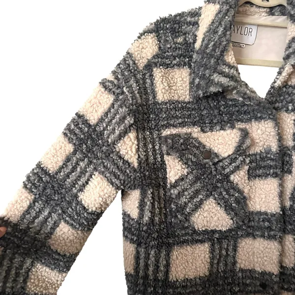 SAYLOR Loria‎ Plaid Jacket Cream Black Medium - Image 5