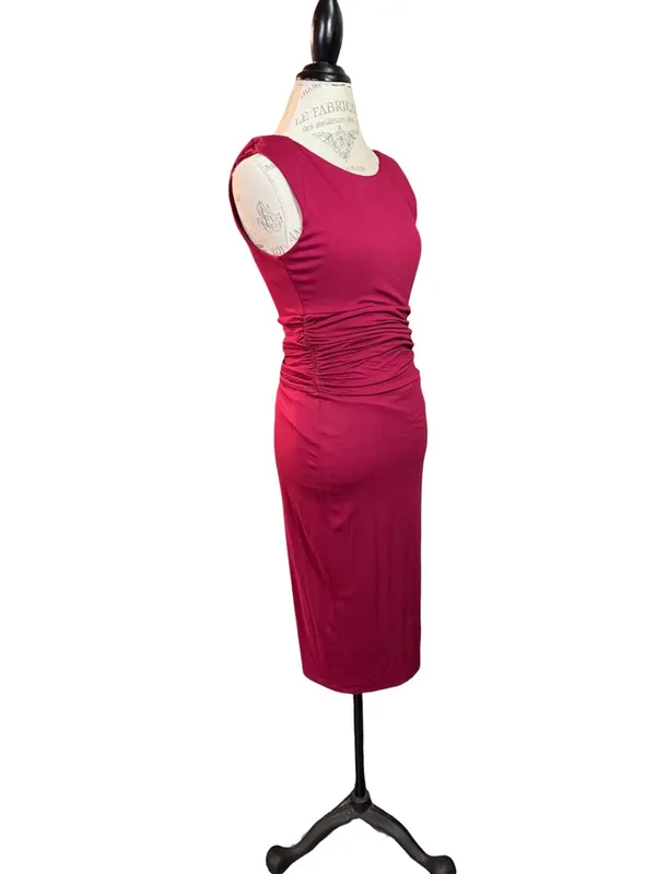VENUS Sleeveless Ruched Midi Dress - Berry - Image 4