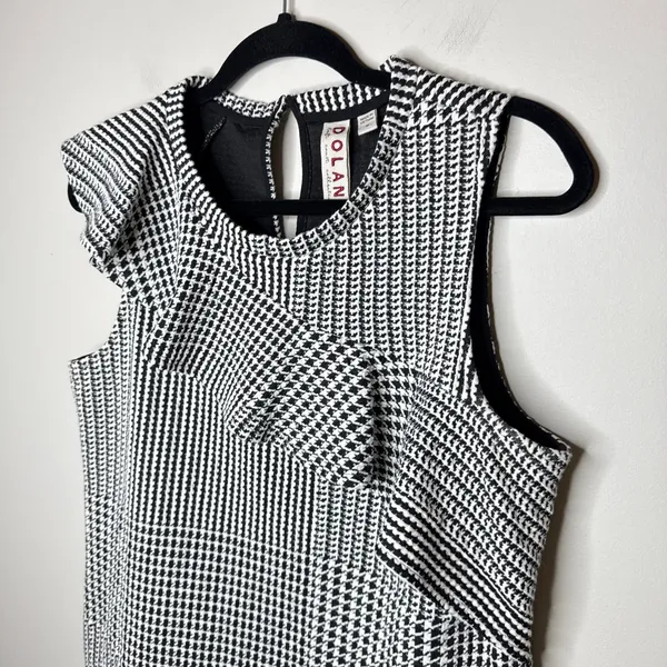 Anthropologie Dolan Medium Left Coast Callan Ruffled‎ Houndstooth Top Sleeveless - Image 6