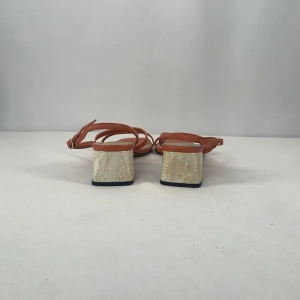 Pedro Square Toe Heeled Sandal in Rust Size 9 or 39‎ Red - Image 3