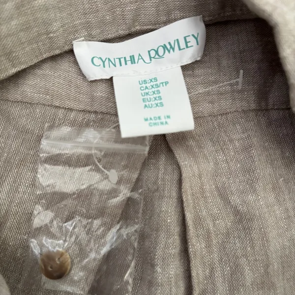 Cynthia Rowley Drop Waist Bubble Hem Linen Blend Dress Sz XS Beige Lagenlook - Image 6