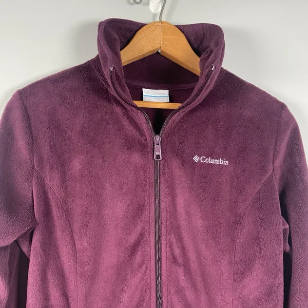 COLUMBIA Womens‎ Benton Springs Full Zip Fleece Jacket Burgundy Size S Small - Image 2