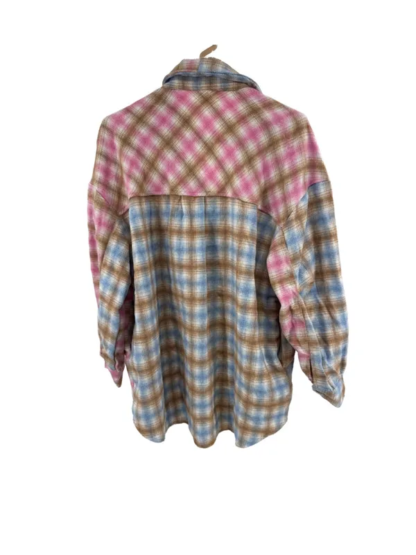 Timing Plaid Button-Down Shirt Jacket shacket flannel M oversized fall winter - Image 2