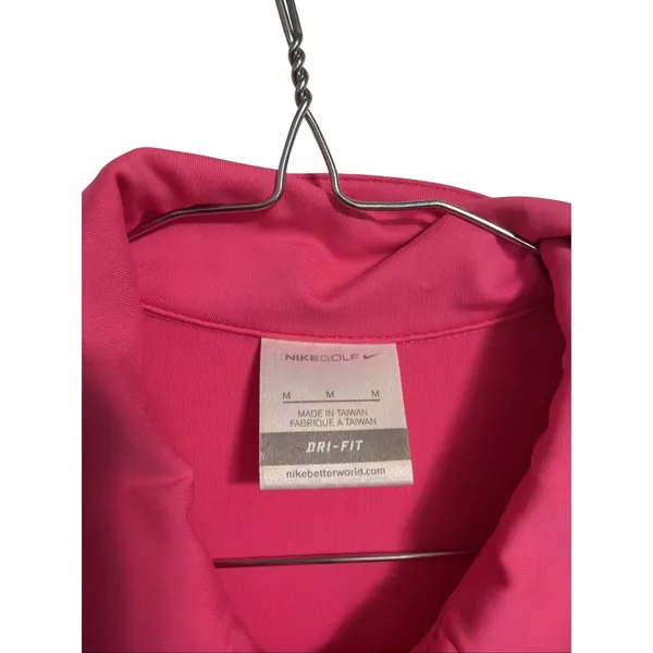 Nike Golf Womens Pink Dri-FIT Sleeveless Quarter Zip Polo Shirt‎ 520549-641 M - Image 3