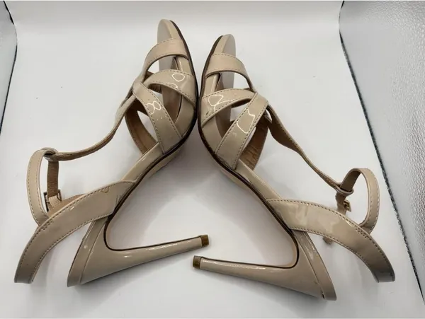 Daisy Fuentes GOLD STILETTO OPEN TOE STRAPS HIGH HEELS - Image 3
