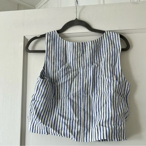 Madewell Scoopneck Crop Tank in 100% Linen in Bluestone Size 2 NWT - Image 10