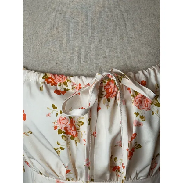 Scarlet Darkness Milkmaid‎ Dress Women Large Ivory Pink Floral Boho Cottagecore - Image 7
