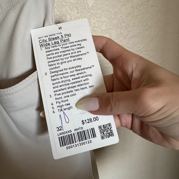 Lululemon City Sleek 5 Pocket Wide Leg HR 7/8 Pant‎ Sz 32 White Opal Plus Size - Image 5