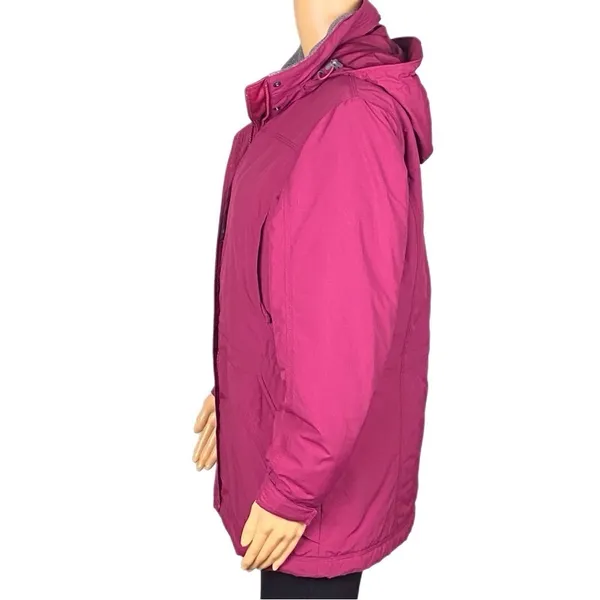 L.L.BEAN raspberry pink with grey trim Thinsulate Quilted winter coat Small VGUC - Image 7