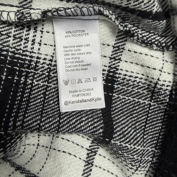 Kendall & Kylie Women's Plaid Flannel Shacket‎ Jacket Black White Size XS - Image 3