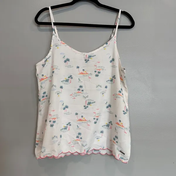RAE DUNN Womens Pajama Set Sleepwear Tank Shorts Tropical Flamingo Palm‎ Tree M - Image 4