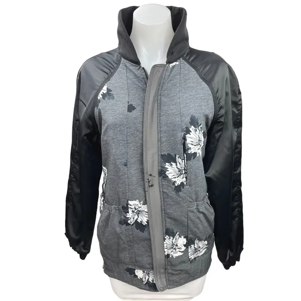 Lululemon Both Ways Gray Black Reversible Full Zip Pockets Bomber Jacket Coat S - Image 3