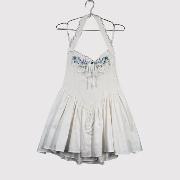 For Love & Lemons Mini Dress White Tea Time Poplin Bustier Basque Waist Medium - Image 2