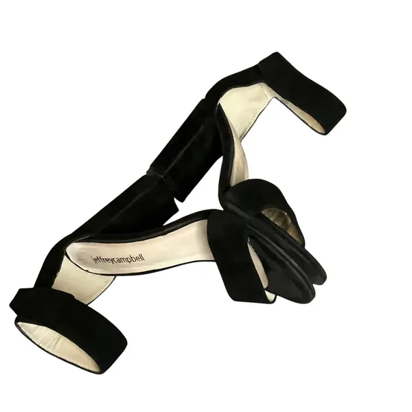Jeffrey Campbell Lindsay Black Suede Heeled Sandals With Ankle Strap 5 Classic - Image 9