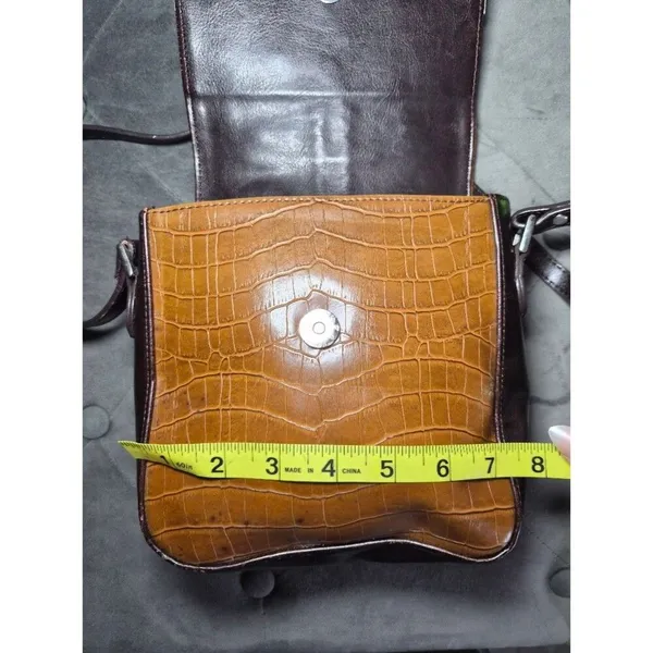 Western Y2K Croc-Embossed Y2K Heart Accent Shoulder Bag - Brown/Ta - Image 11