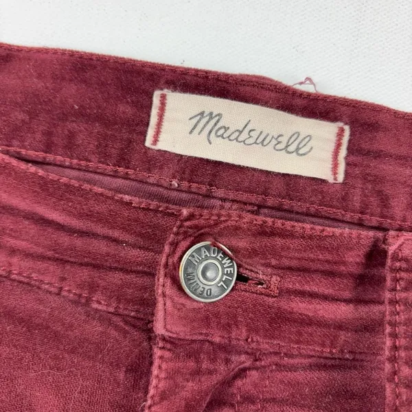 Madewell Cali Demi-Boot Jeans Womens 31 Red Corduroy Mid Rise Bootcut Stretch - Image 2