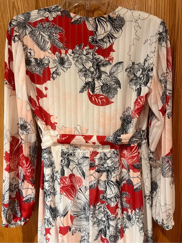 Anthropologie Hutch Giselle Floral Chiffon‎ Wrap Maxi Dress Red Jardin Sz Medium - Image 14