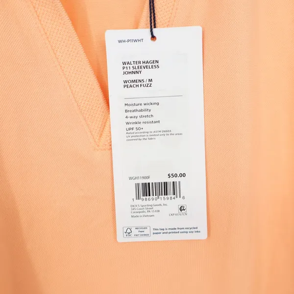 Walter Hagen P11 Sleeveless Johnny Golf Polo Peach Fuzz Orange Womens Medium - Image 5