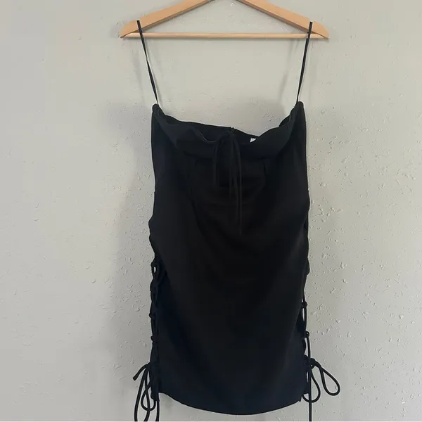 NWT Princess Polly Black Lace-Up Strapless Mini Dress Going Out Party Formal LBD - Image 2