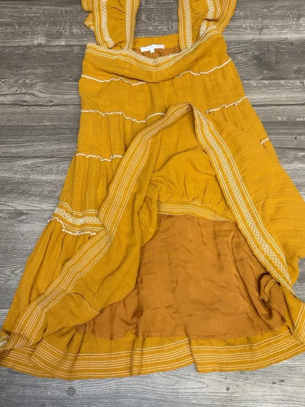 Olivaceous Mustard Yellow Tiered Ruffle Boho Maxi Dress Size S - Image 7