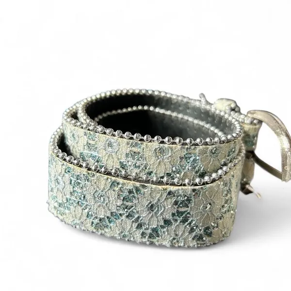 Y2K Waist Belt Silver Blue Mesh Sequin Beaded Boho Fairycore Capsule Wardrobe - Image 6