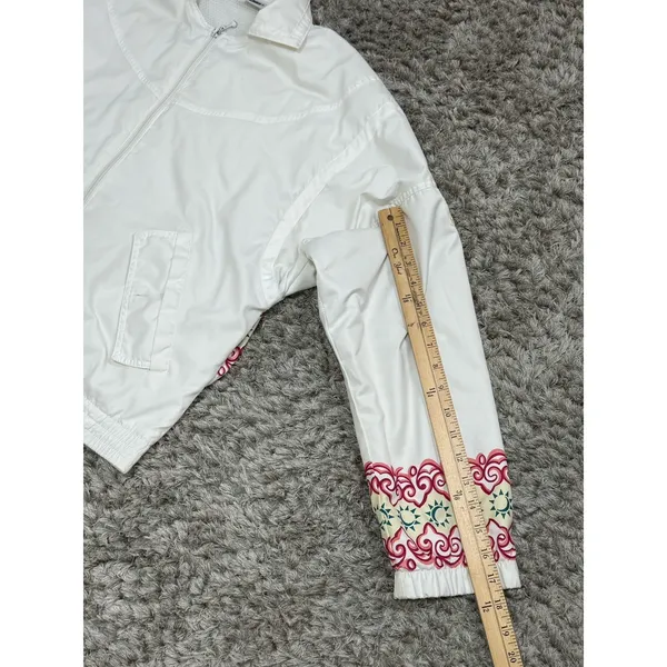 Vintage 90s Nike White Track Jacket Women’s Aztec Sun Embroidered Windbreaker S - Image 15