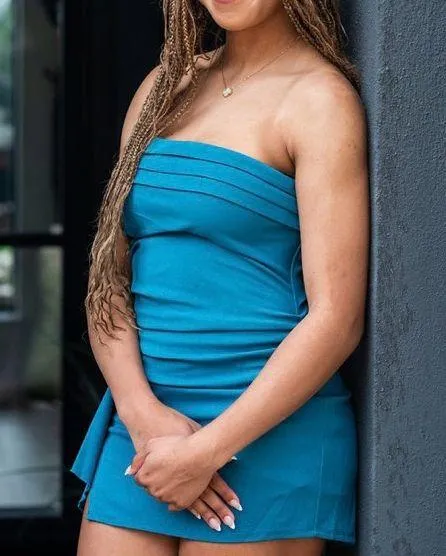 Lucy in the Sky Teal hoco dress - Image 2