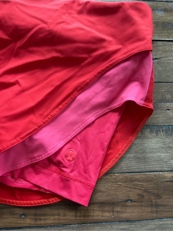 Lululemon Asymmetrical Layered High Rise Tennis Skirt Skort Pink Orange 2 - Image 7