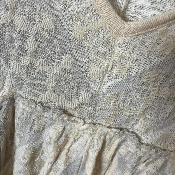 Free People Tunic Top Dress Mini V Neck Cream S/S XS/TP Excellent Condition - Image 3