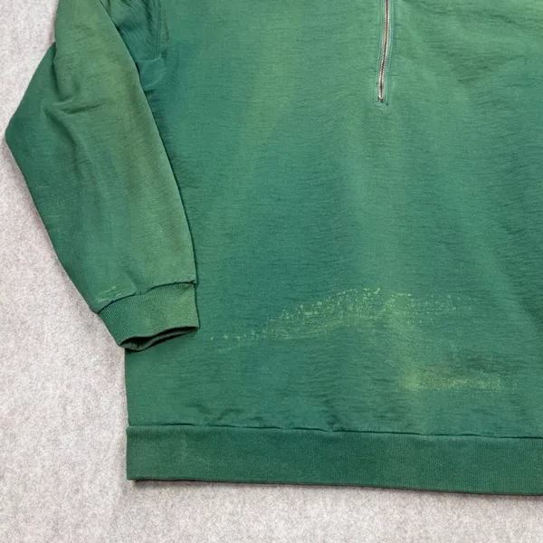Private Line Quarter Zip Sweatshirt Womens M Green Vintage Distressed Streetwear - Image 7